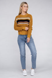 Women's Striped Crewneck Pullover Sweater