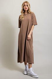 Women's Casual Loose Fit Cotton Midi Dress