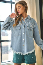 Women's Casual Long Sleeve Button Down Denim Blouse