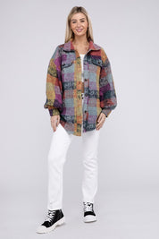 Women's Loose Fit Check Shirt Jacket