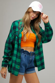 Women's Relaxed Fit Plaid Embroidered Jacket