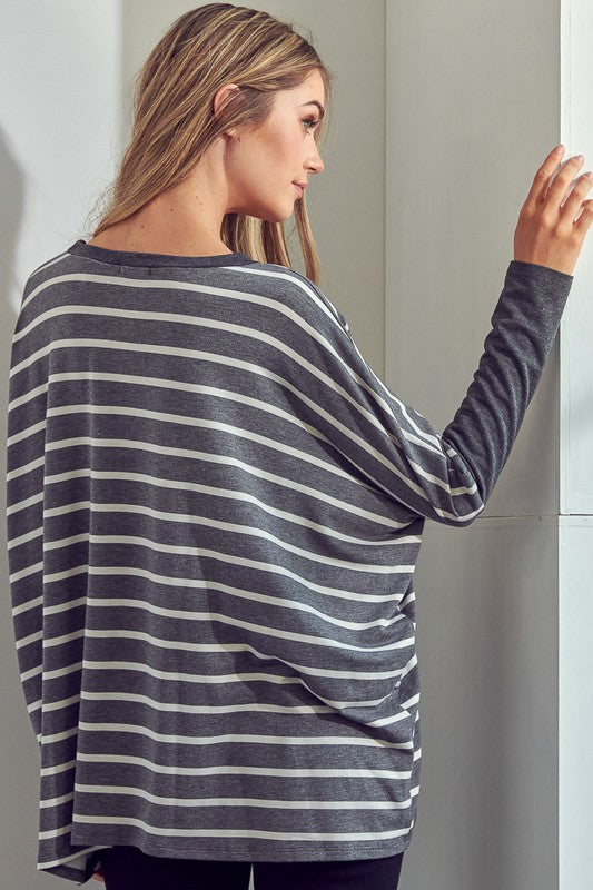 Women's Oversized Stripe Mix Tunic Top