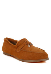 Women's Formal Suede & Faux Fur Flat Loafers