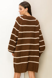 Women's Oversized Striped Sweater Cardigan