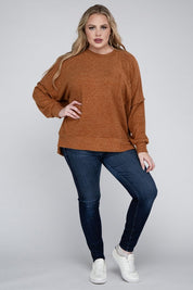 Plus Size Oversized Melange Drop Shoulder Sweater