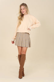 Plaid pleated mini skirt