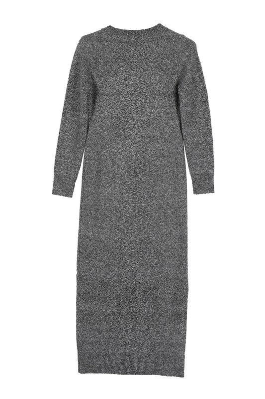 Women's Fitted V-Neck Sweater Maxi Dress