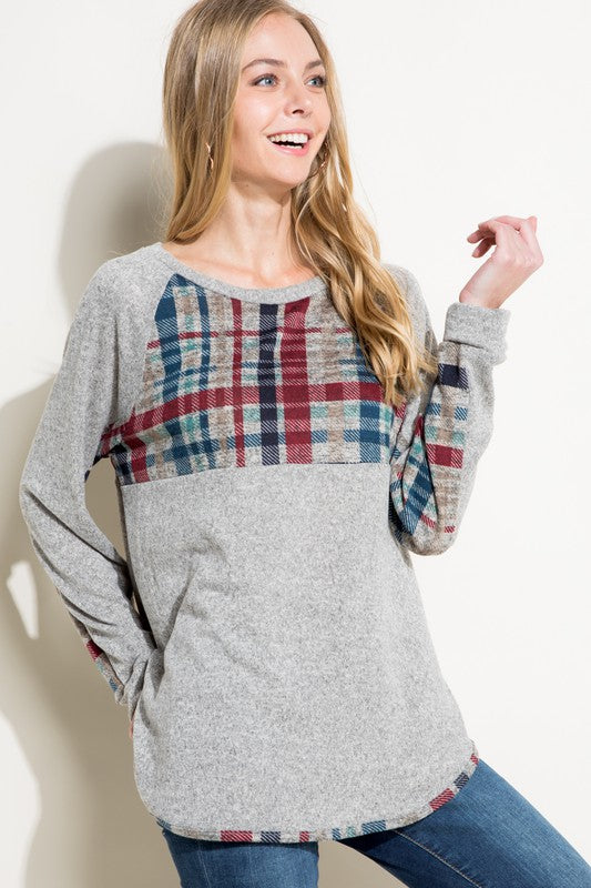 Women's Casual Multi Color Plaid Mixed Top