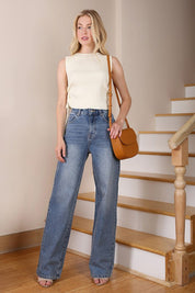 Women's High Waisted Relaxed Straight Denim Jeans