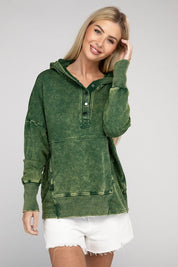 Women's Loose Fit Acid Wash Kangaroo Pocket Hoodie