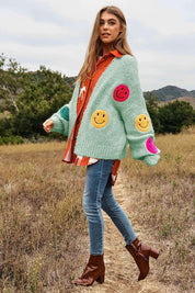 Women's Oversized Fuzzy Knit Cardigan with Bell Sleeves