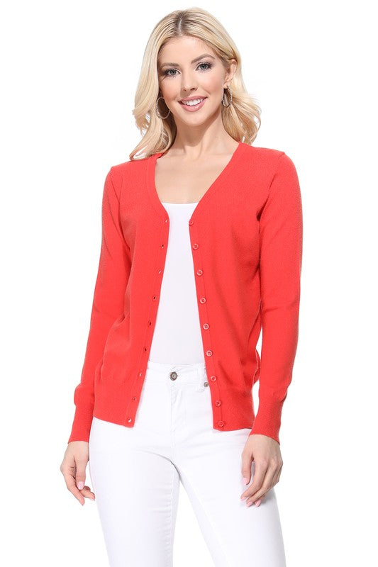 Women's Loose Fit V-Neck Button Down Knit Cardigan Sweater