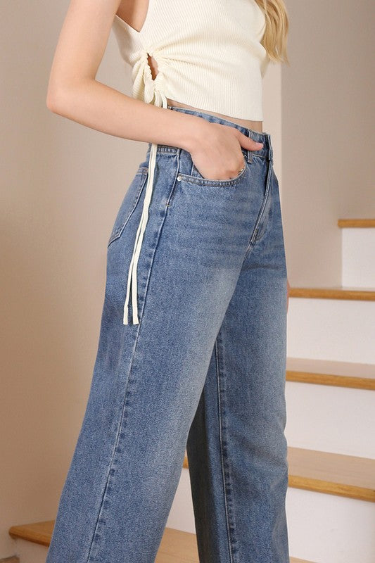 Women's High Waisted Relaxed Straight Denim Jeans