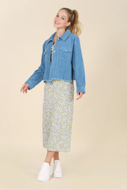 Women's Frayed Corduroy Button-Up Jacket