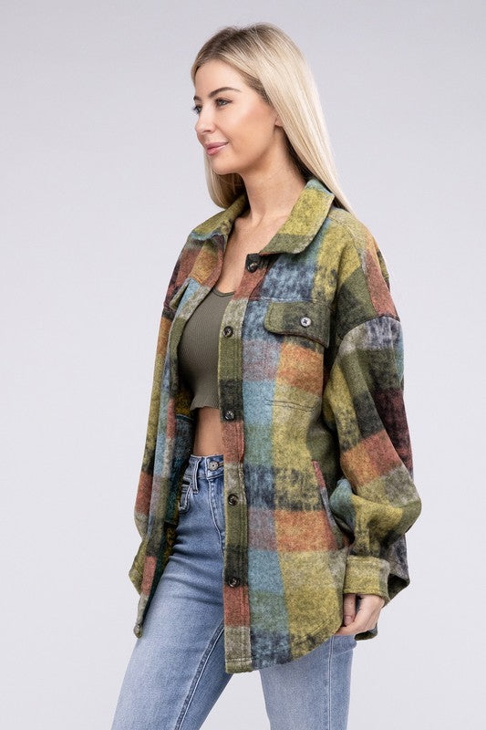 Women's Loose Fit Check Shirt Jacket