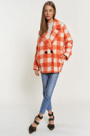 Women's Double Breasted Fuzzy Boucle Coat Jacket