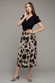 Women's High Waist Floral Print Midi Skirt