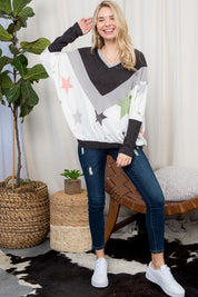 Women's Oversized Star Print Cozy Pullover Top