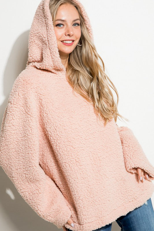 Women's Oversized Faux Fur Hoodie Sweatshirt