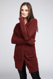 Women's Loose Fit Twist Knitted Open Front Cardigan