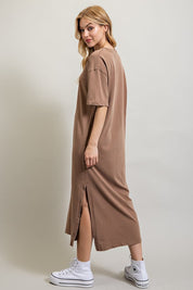 Women's Casual Loose Fit Cotton Midi Dress