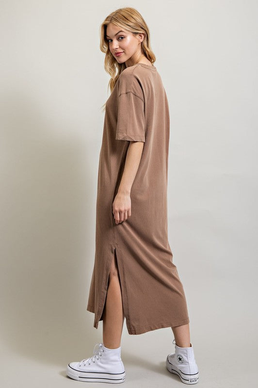 Women's Casual Loose Fit Cotton Midi Dress