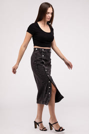 Women's High Waist Stretch Midi Denim Skirt