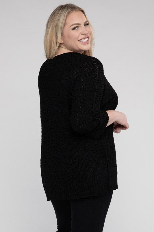 Plus Size Women's Cozy Crew Neck Knit Sweater