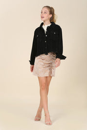 Women's Frayed Corduroy Button-Up Jacket