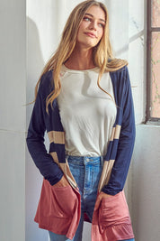 Women's Casual Colorblock Jersey Cardigan