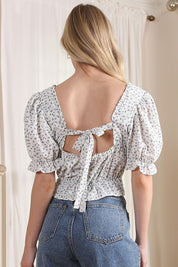 Women's Puff Sleeve Floral Print Top