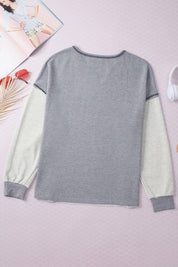 Women's Ribbed V Neck Sweatshirt