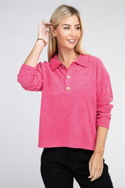 Women's Relaxed Collared Button Front Sweater