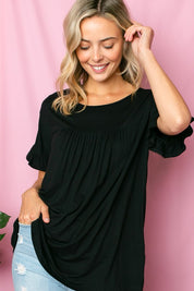 Women's Ruffled Short Sleeve Baby Doll Top