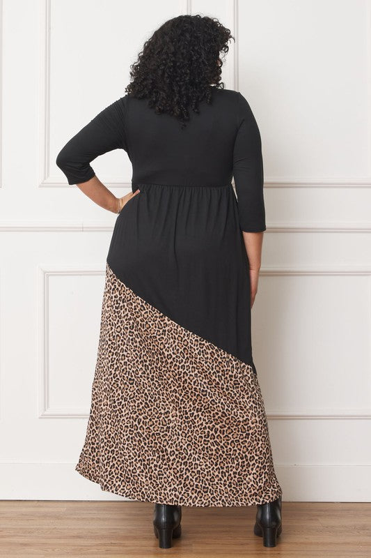 Women's Asymmetrical Leopard Print Maxi Dress