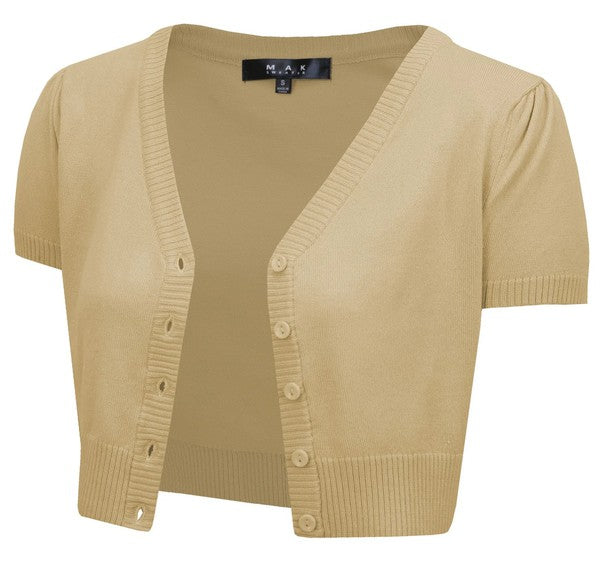 Women's Vintage-Inspired Cropped Bolero Cardigan Sweater