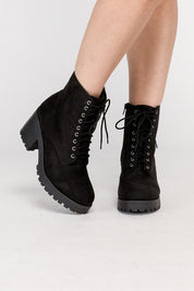 Women's Fuzzy Lace-Up Combat Boots