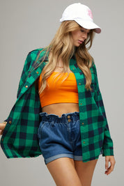 Women's Relaxed Fit Plaid Embroidered Jacket