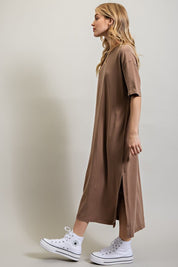 Women's Casual Loose Fit Cotton Midi Dress