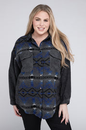 Women's Relaxed Printed Button Down Long Sleeve Jacket