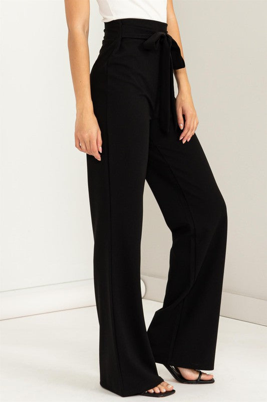 Women's High-Waisted Tie Front Flared Pants