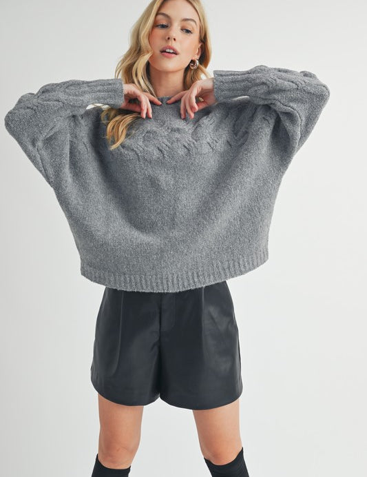 Women's Relaxed Knit Sweater with Scoop Neckline