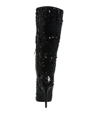 Women's Sequin Embellished Stiletto Long Boots