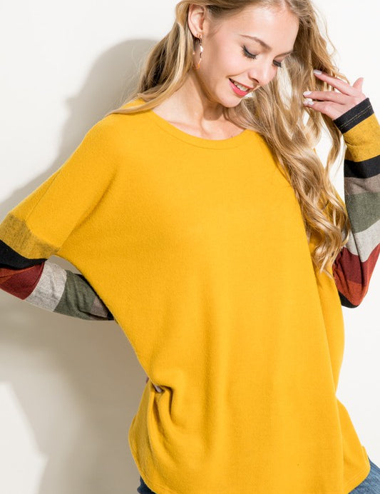 Women's Casual Cozy Colorblock Oversized Fit Top