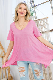 Women's Casual Solid Low Gauge Tunic Top