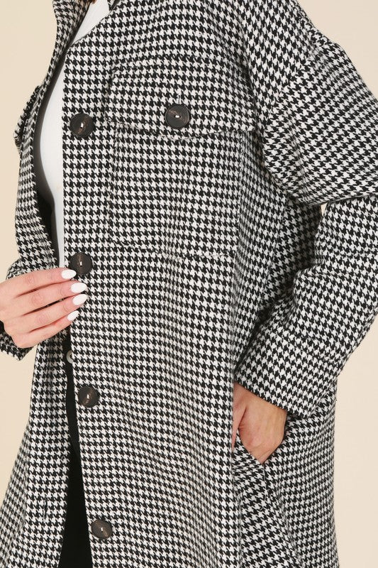 Women's Houndstooth Long Shacket