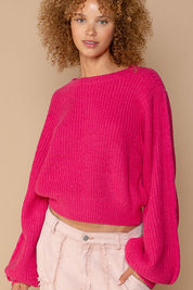 Women's Oversized Round-Neck Acrylic Sweater