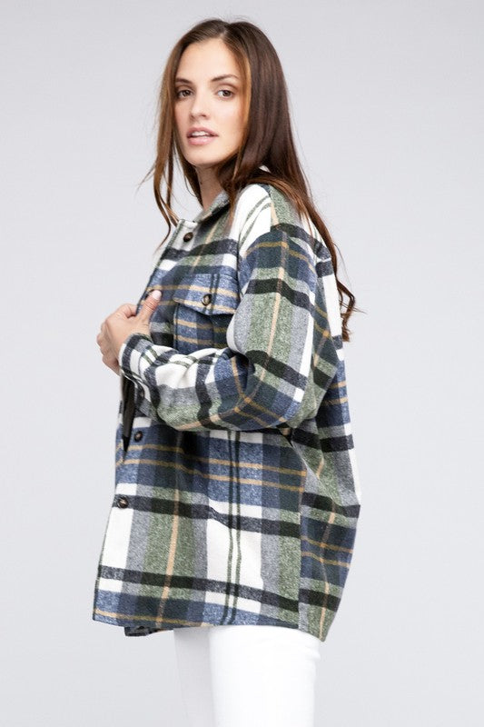 Men's Oversized Textured Flannel Shirt with Big Checks