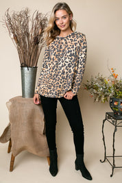 Women's Casual French Terry Cheetah Print Sweatshirt