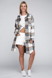 Women's Plaid Drop Shoulder Long Sleeve Shirt